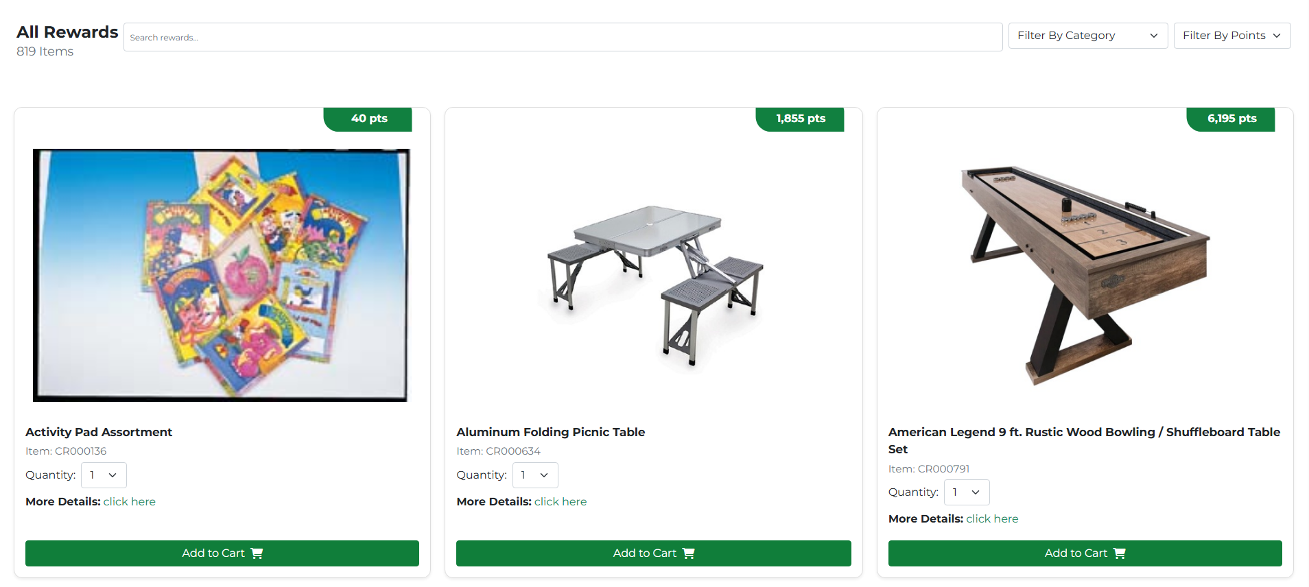 Rewards Catalog Screenshot