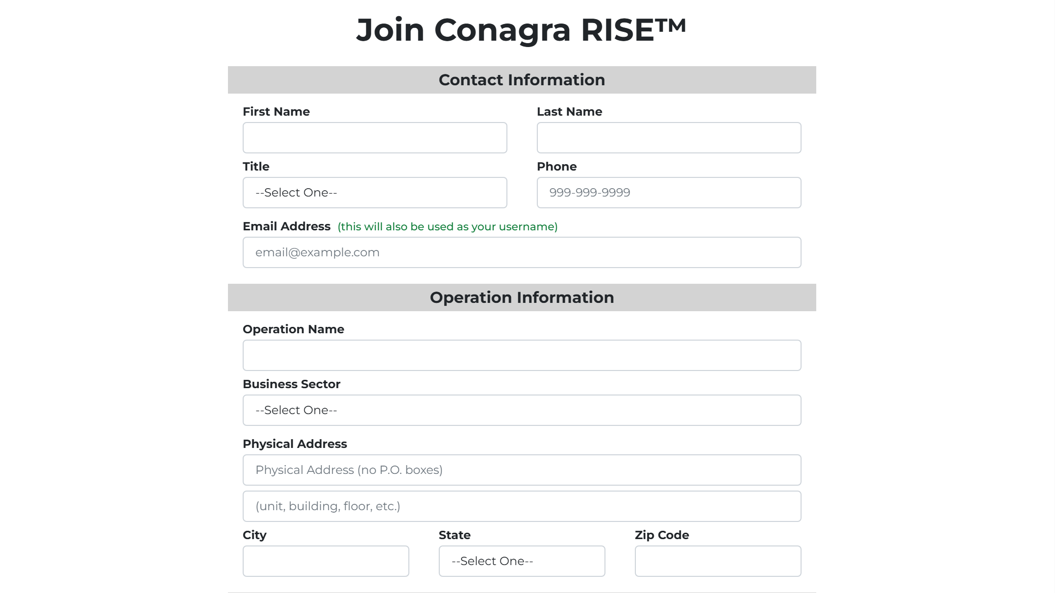 Enrollment Form Screenshot